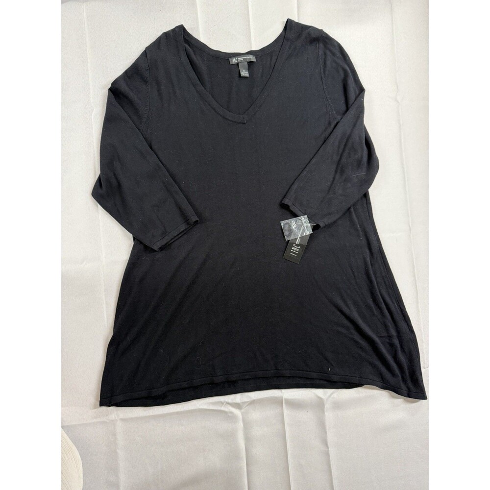 INC International Concepts Women's Black 3/4 Sleeve Asymmetrical Hem Blouse 2X